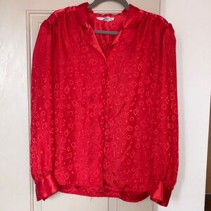 80’s Red Patterned Blouse
